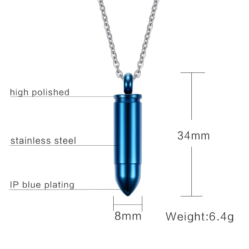 Bullet Urn Necklace Stainless Steel