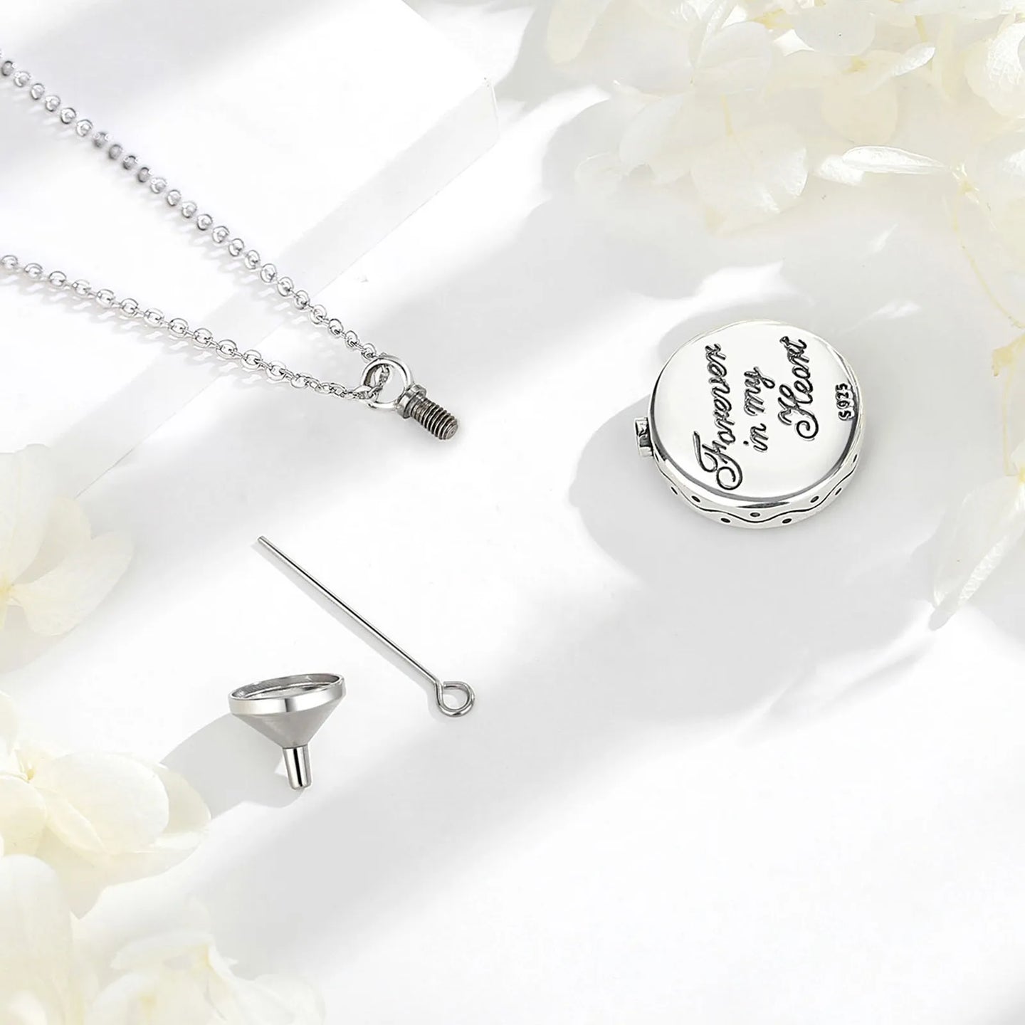 Sterling Silver Compass Ashes Urn Pendant