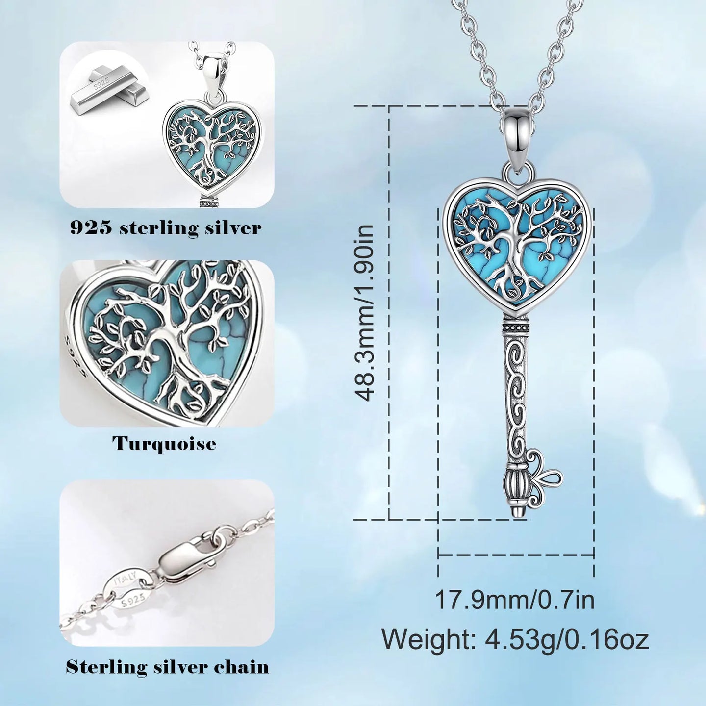 Sterling Silver Tree of Life Heart Urn Necklace