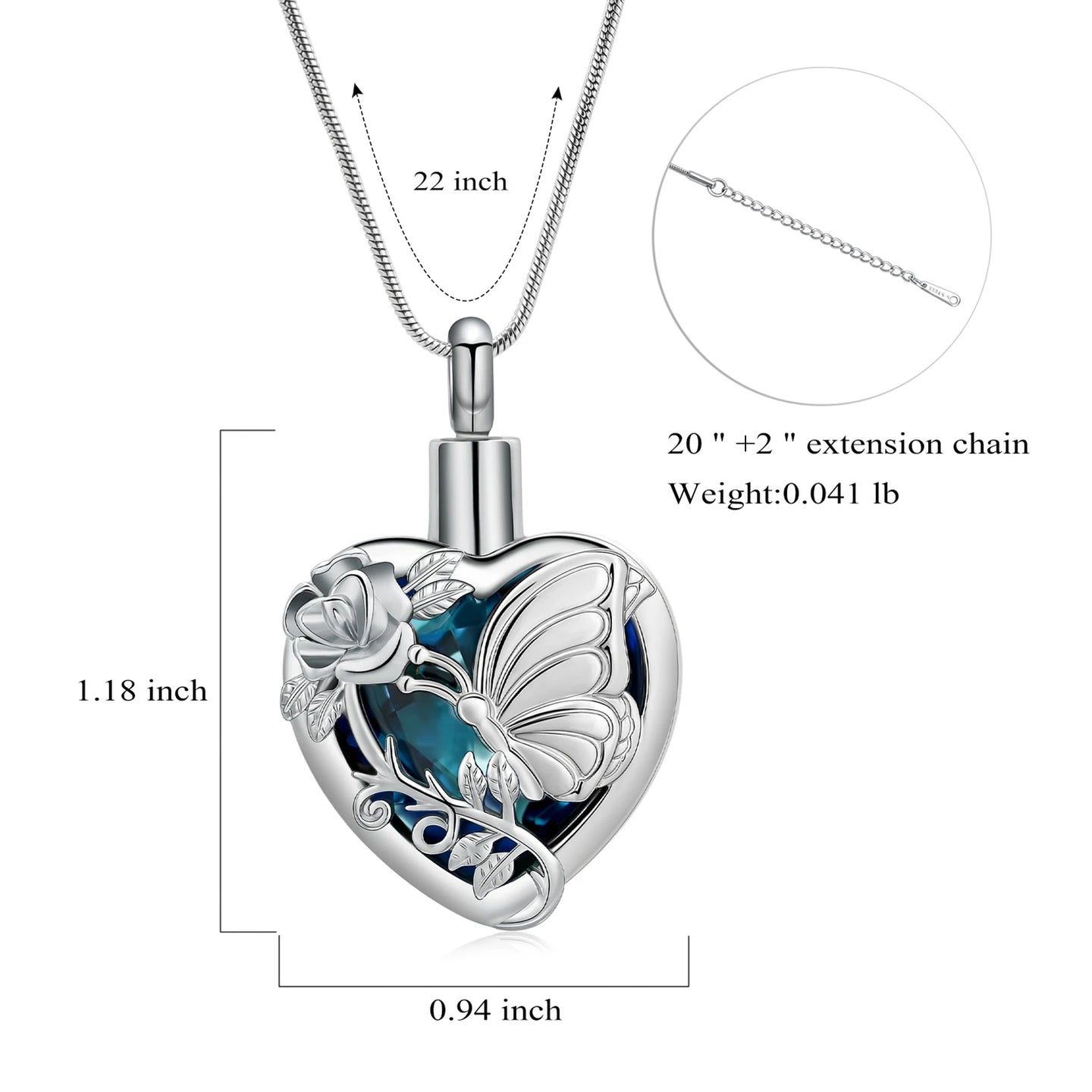 Butterfly Ashes Necklace Cremation Jewelry Stainless Steel