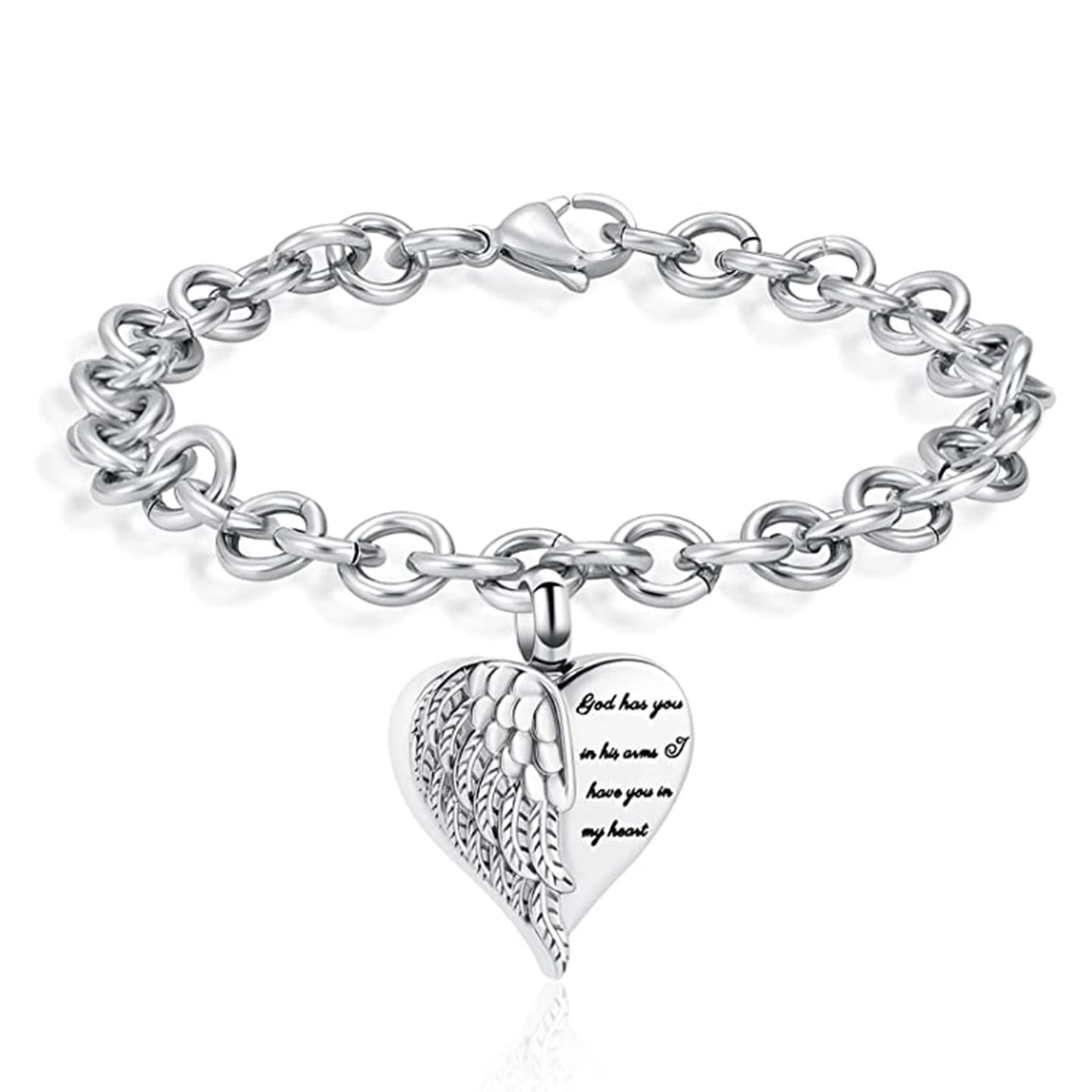 Heart Charm Urn Bracelet for Ashes Stainless Steel Cremation Jewelry