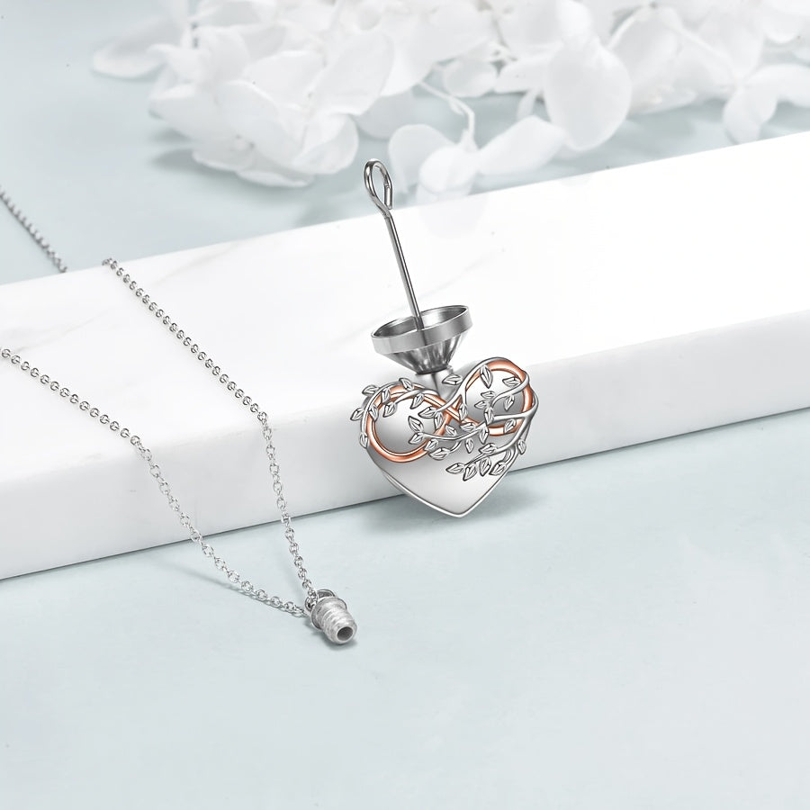 Ashes Keepsake925 Sterling Silver Urn Necklace "Always in my Heart" Tree Of Life Cremation Jewelry