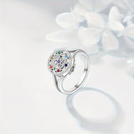 Ashes Keepsake 925 Sterling Silver Multicolor Cz Crystal Ring for Ashes -Women's Cremation Jewelry