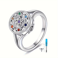 Ashes Keepsake 925 Sterling Silver Multicolor Cz Crystal Ring for Ashes -Women's Cremation Jewelry