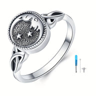 Ashes Keepsake 925 Sterling Silver Moon And Star Urn Ring For Ashes Cremation Jewelry