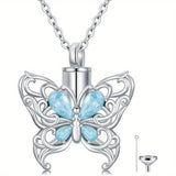 Ashes Keepsake 925 Silver Butterfly Urn Necklace, Cremation Jewelry For Ashes