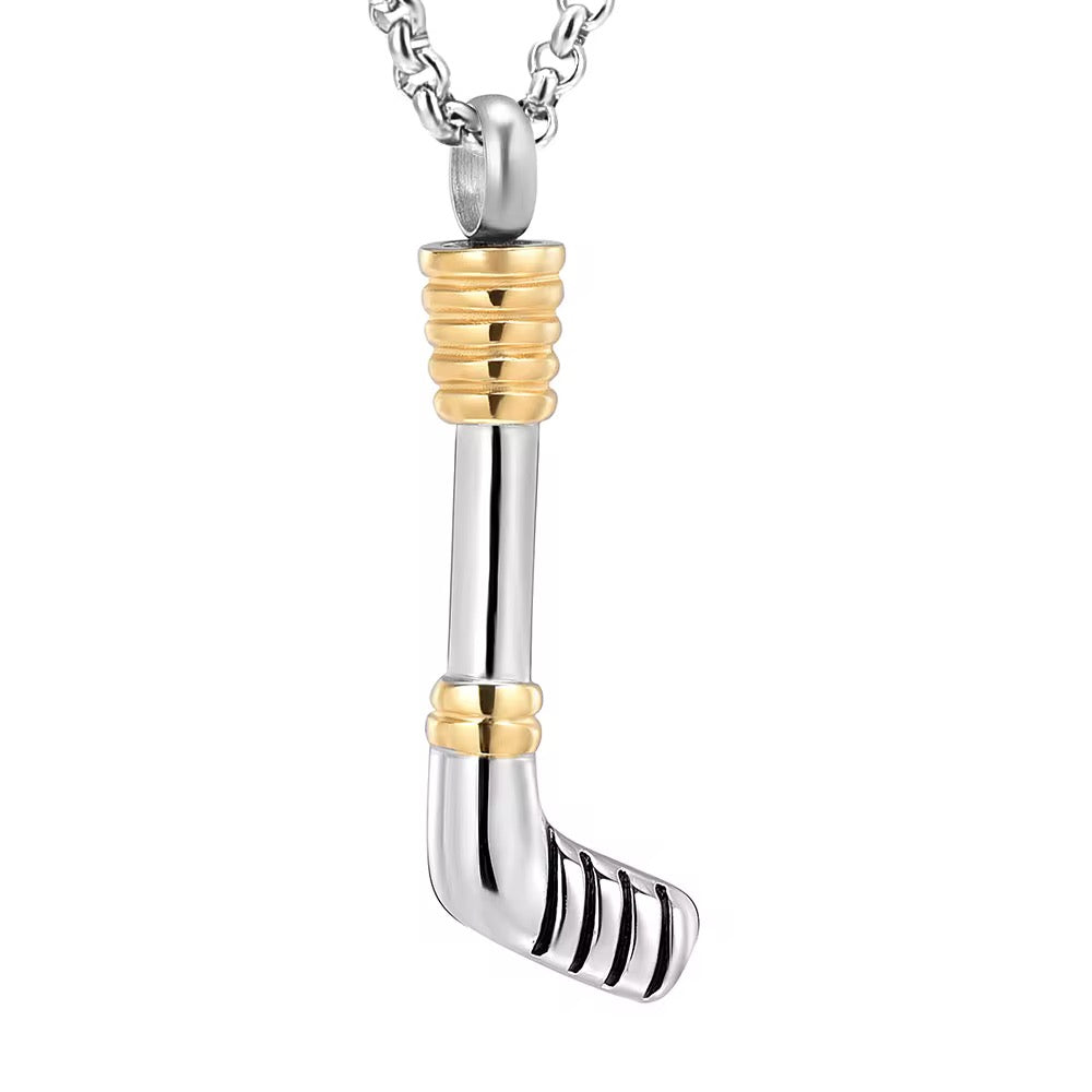 Ashes Keepsake Small Hockey Stick Urn Necklace, Hockey Game Twig Cremation Jewelry For Men And Women