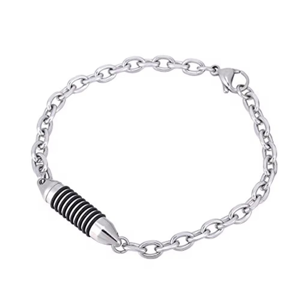 Ashes Keepsake Cylinder Bullet Urn Bracelet, Stainless Steel Cremation Jewelry