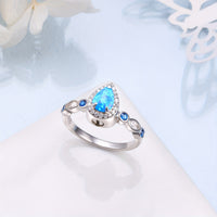 Ashes Keepsake 925 Sterling Silver Opal Teardrop Cremation Ring For Ashes