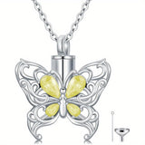 Ashes Keepsake 925 Silver Butterfly Urn Necklace, Cremation Jewelry For Ashes