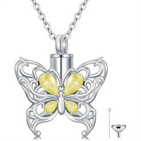 Ashes Keepsake 925 Silver Butterfly Urn Necklace, Cremation Jewelry For Ashes