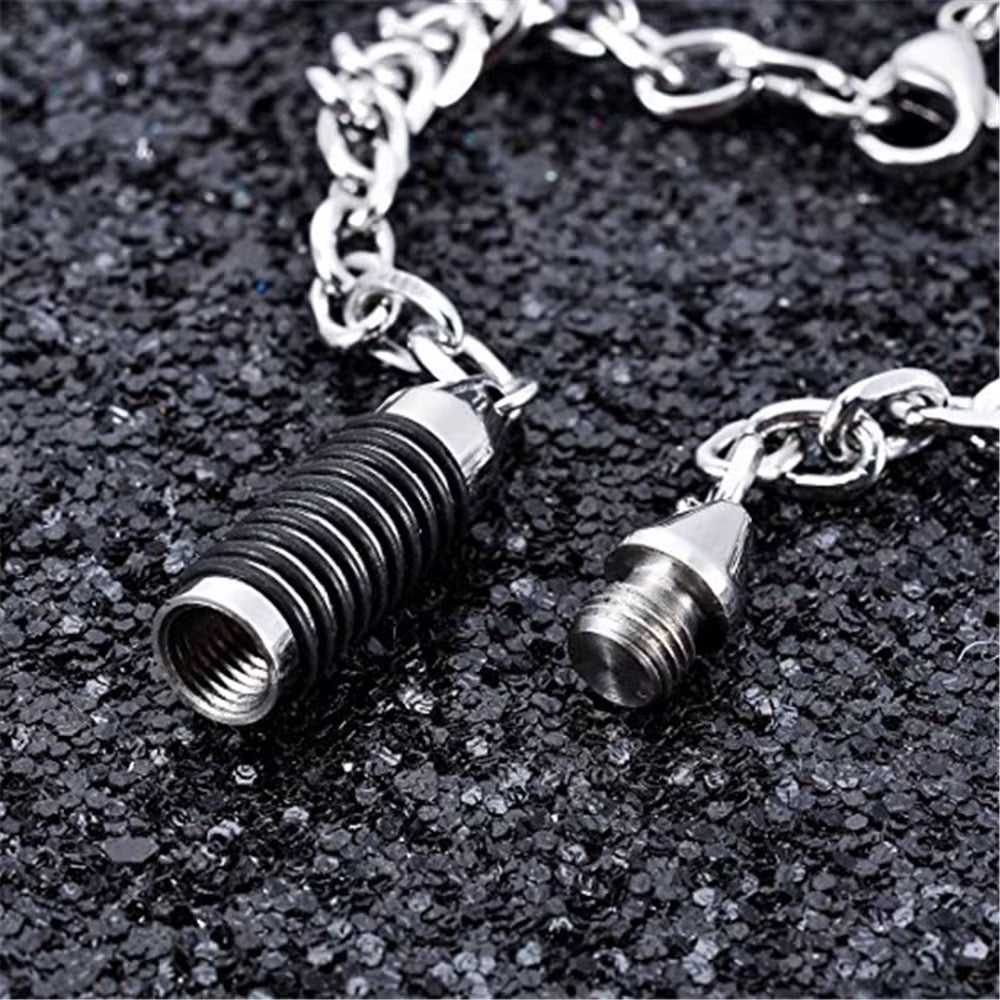 Ashes Keepsake Cylinder Bullet Urn Bracelet, Stainless Steel Cremation Jewelry