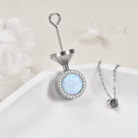 Ashes Keepsake 925 Sterling Silver Opal Urn Necklace For Cremation Ashes