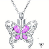 Ashes Keepsake 925 Silver Butterfly Urn Necklace, Cremation Jewelry For Ashes
