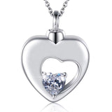 Ashes Keepsake Cz Crystal Heart 925 Sterling Silver Urn Necklace Cremation Jewelry