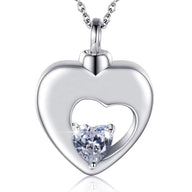 Ashes Keepsake Cz Crystal Heart 925 Sterling Silver Urn Necklace Cremation Jewelry