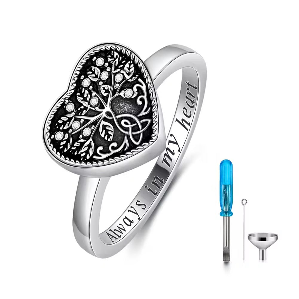 Ashes Keepsake 925 Sterling Silver Urn Ring For Ashes Always In My Heart