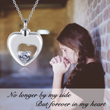 Ashes Keepsake Cz Crystal Heart 925 Sterling Silver Urn Necklace Cremation Jewelry