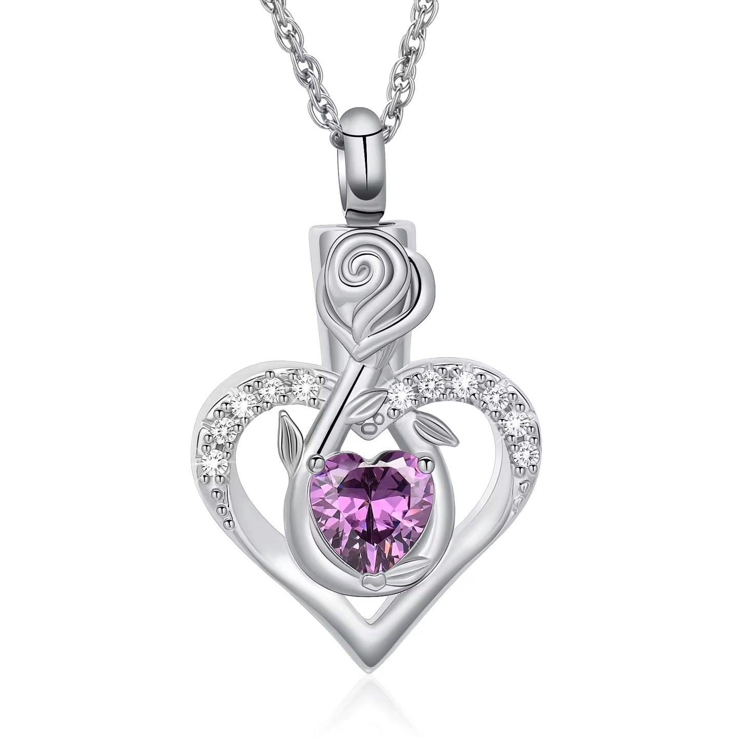 Ashes Keepsake Infinity Heart Urn Necklace With Heart Zirconia Crystal Cremation Jewelry For Women