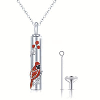 Ashes Keepsake Red Cardinal Urn Necklace for Ashes Sterling Silver Cremation Jewelry