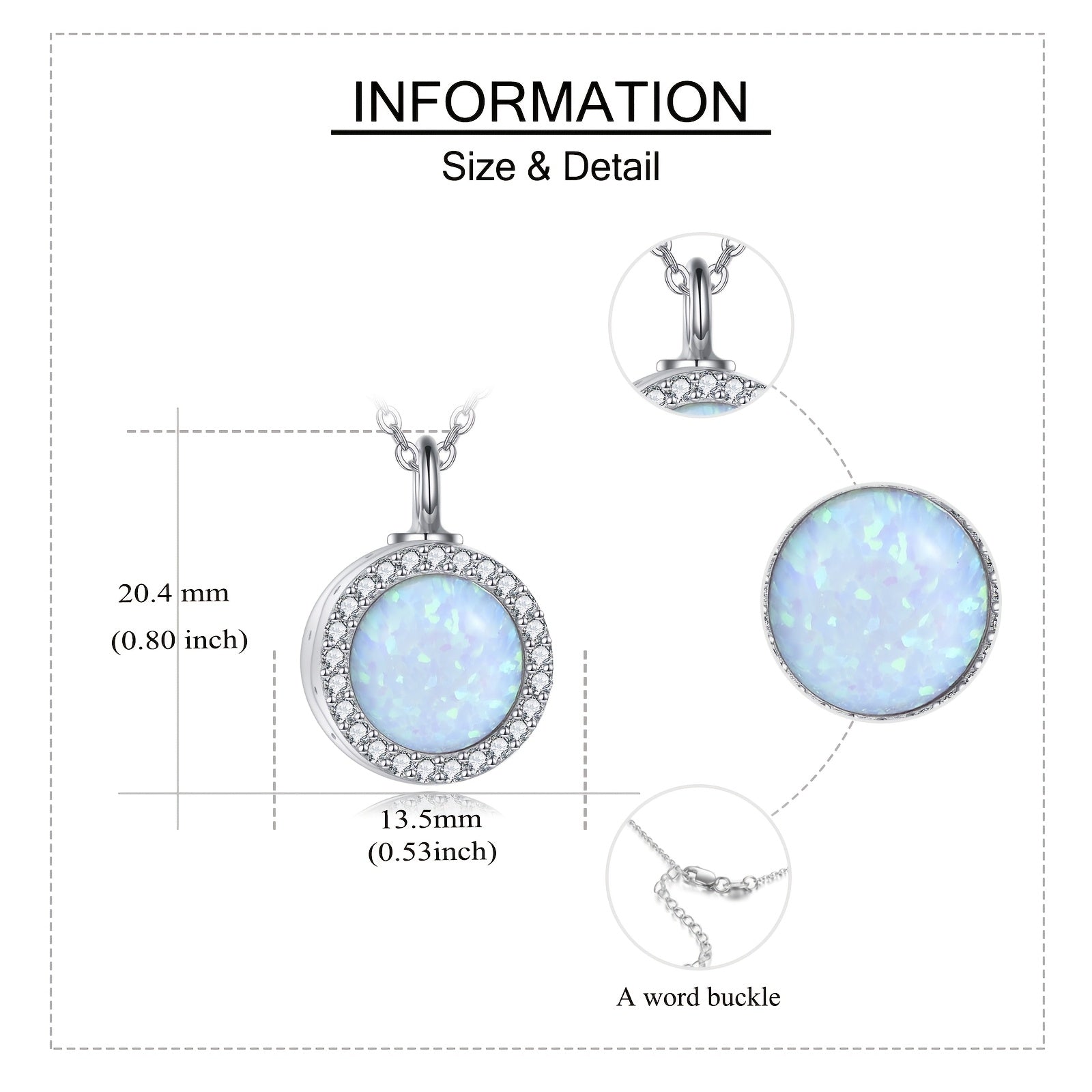 Ashes Keepsake 925 Sterling Silver Opal Urn Necklace For Cremation Ashes