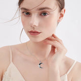 Ashes Keepsake 925 Sterling Silver Crescent Moon Urn Necklace With Star And Black Zirconia / Cremation Jewelry