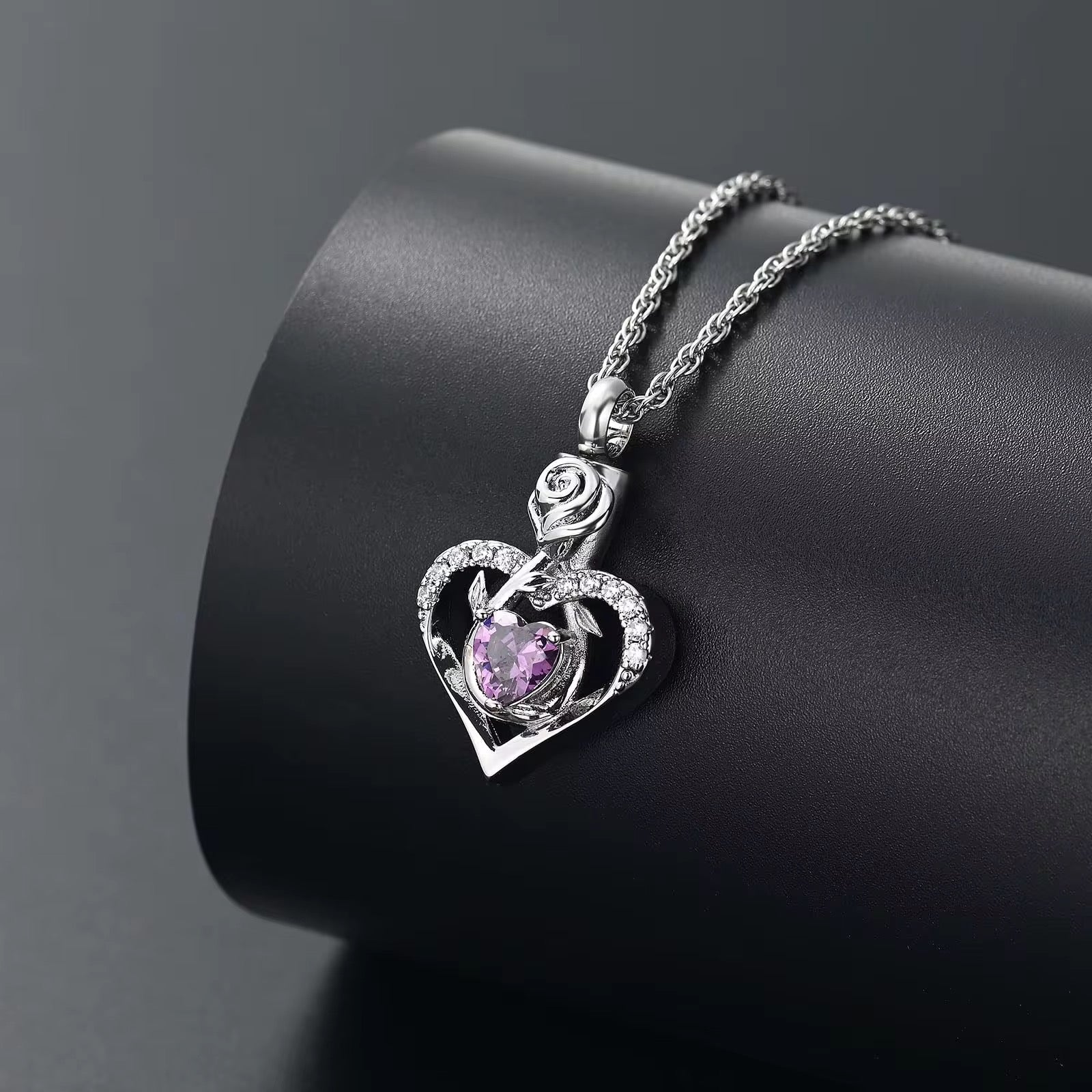 Ashes Keepsake Infinity Heart Urn Necklace With Heart Zirconia Crystal Cremation Jewelry For Women
