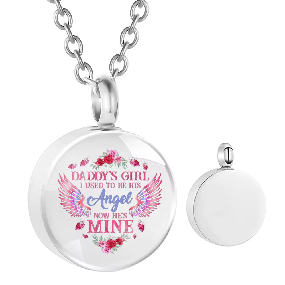 Ashes Keepsake I Used To Be His Angel Now He Is Mine Urn Necklace For Dad’s Ashes Cremation Jewelry
