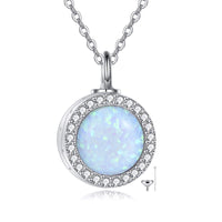Ashes Keepsake 925 Sterling Silver Opal Urn Necklace For Cremation Ashes