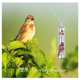 Ashes Keepsake Red Cardinal Urn Necklace for Ashes Sterling Silver Cremation Jewelry