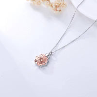 Ashes Keepsake 925 Sterling Silver Rose Gold Rose Urn Necklace For Cremation Ashes