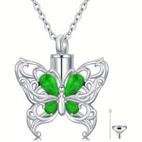 Ashes Keepsake 925 Silver Butterfly Urn Necklace, Cremation Jewelry For Ashes
