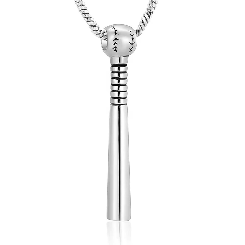 Ashes Keepsake Baseball Bat Urn Necklace, Baseball Ball Cremation Jewelry For Remembrance