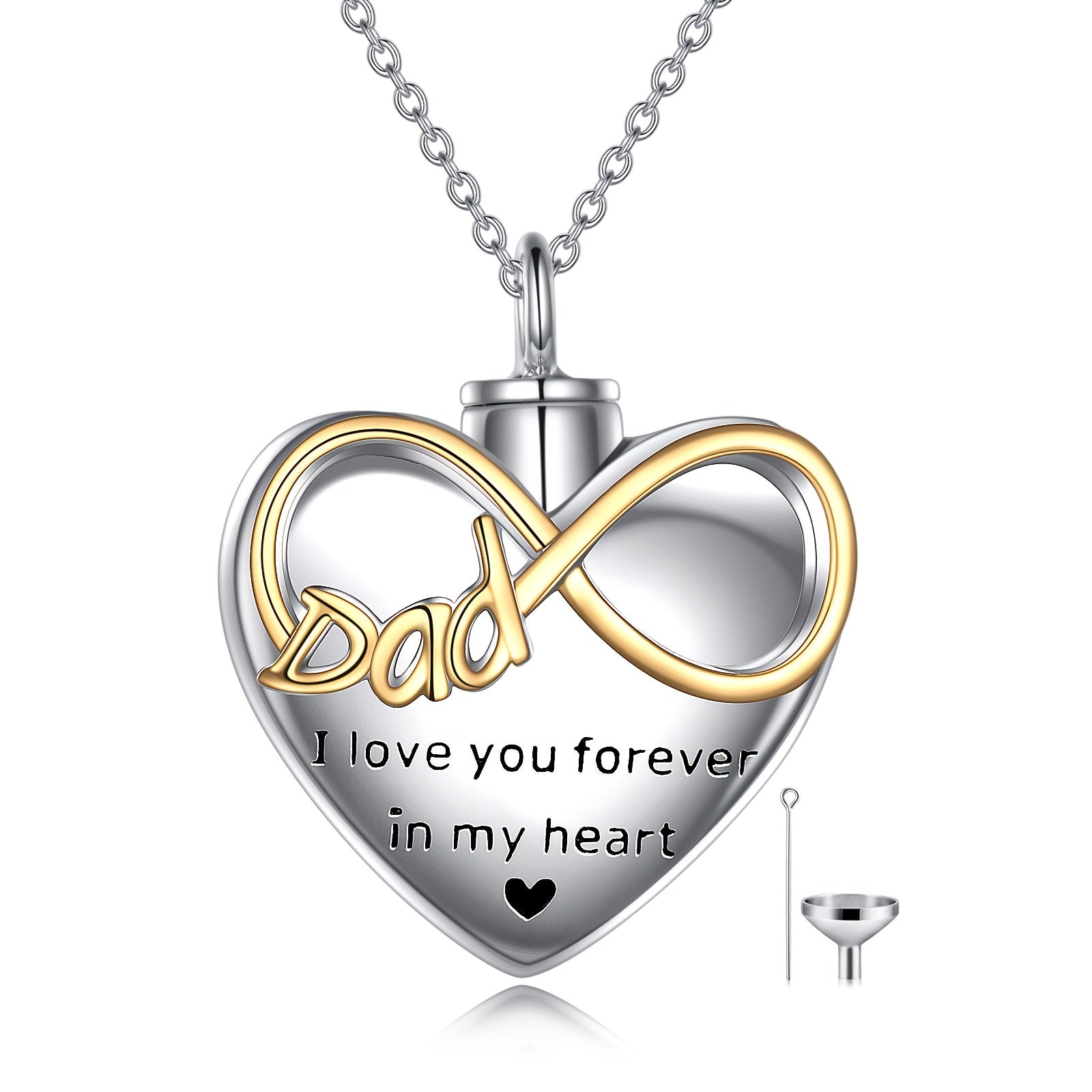 Ashes Keepsake Infinity Heart Dad Urn Necklace for Ashes Father Cremation Jewelry