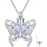 Ashes Keepsake 925 Silver Butterfly Urn Necklace, Cremation Jewelry For Ashes