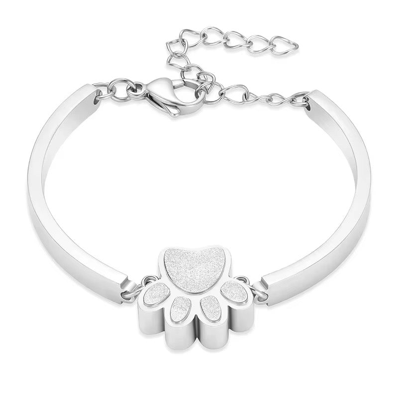 Ashes Keepsake Paw Urn Bracelet For Ashes, Stainless Steel Pet Cremation Jewelry
