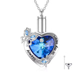 Ashes Keepsake Sterling Silver Butterfly Urn Necklace With Crystal
