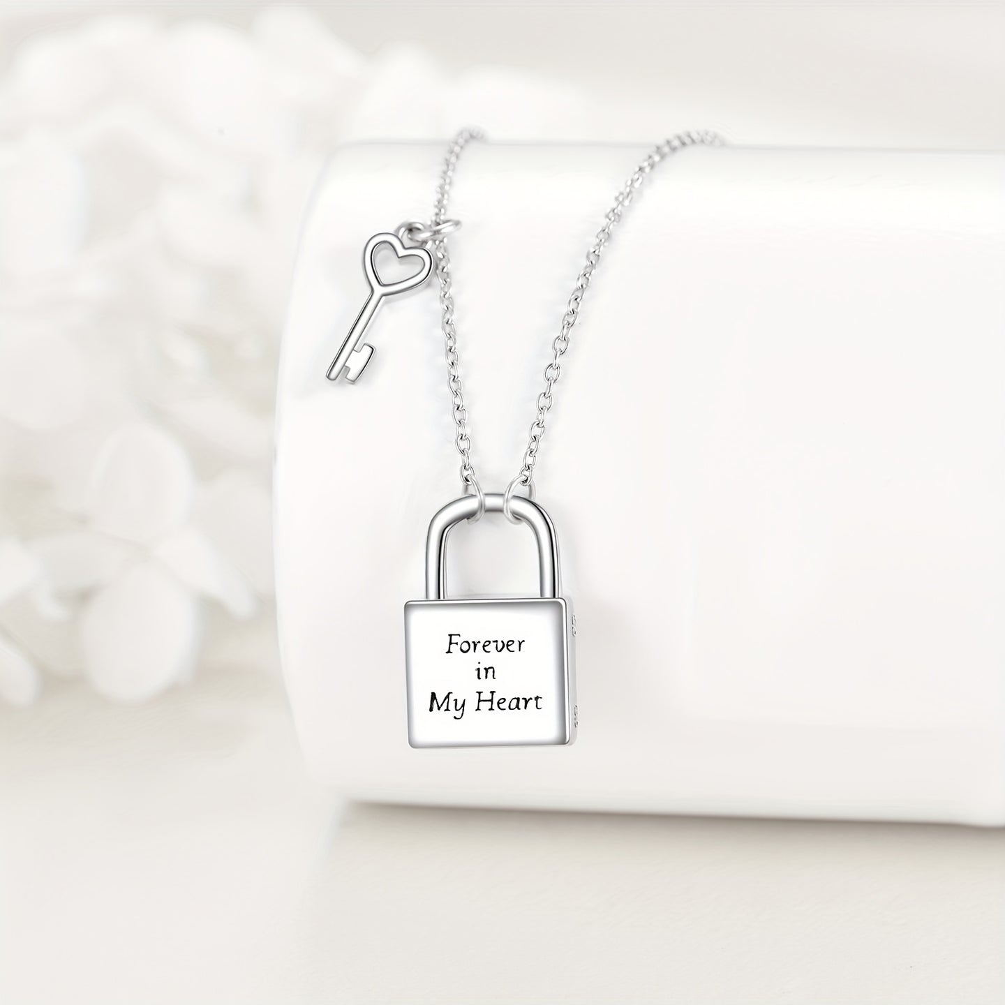 Ashes Keepsake Padlock Urn Necklace 925 Sterling Silver Key with Lock Cremation Jewelry