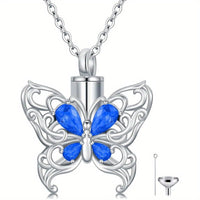Ashes Keepsake 925 Silver Butterfly Urn Necklace, Cremation Jewelry For Ashes