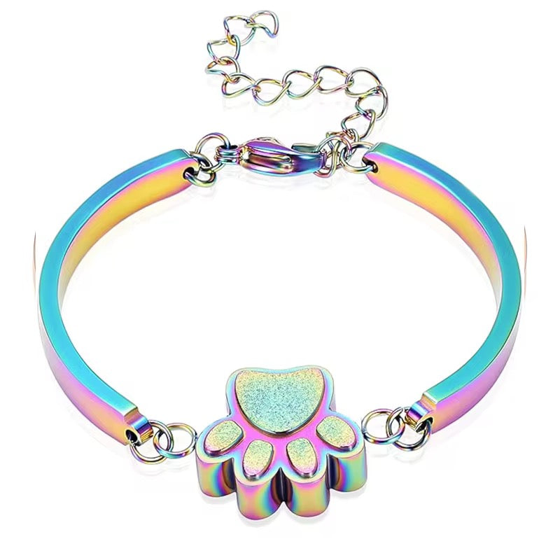 Ashes Keepsake Paw Urn Bracelet For Ashes, Stainless Steel Pet Cremation Jewelry