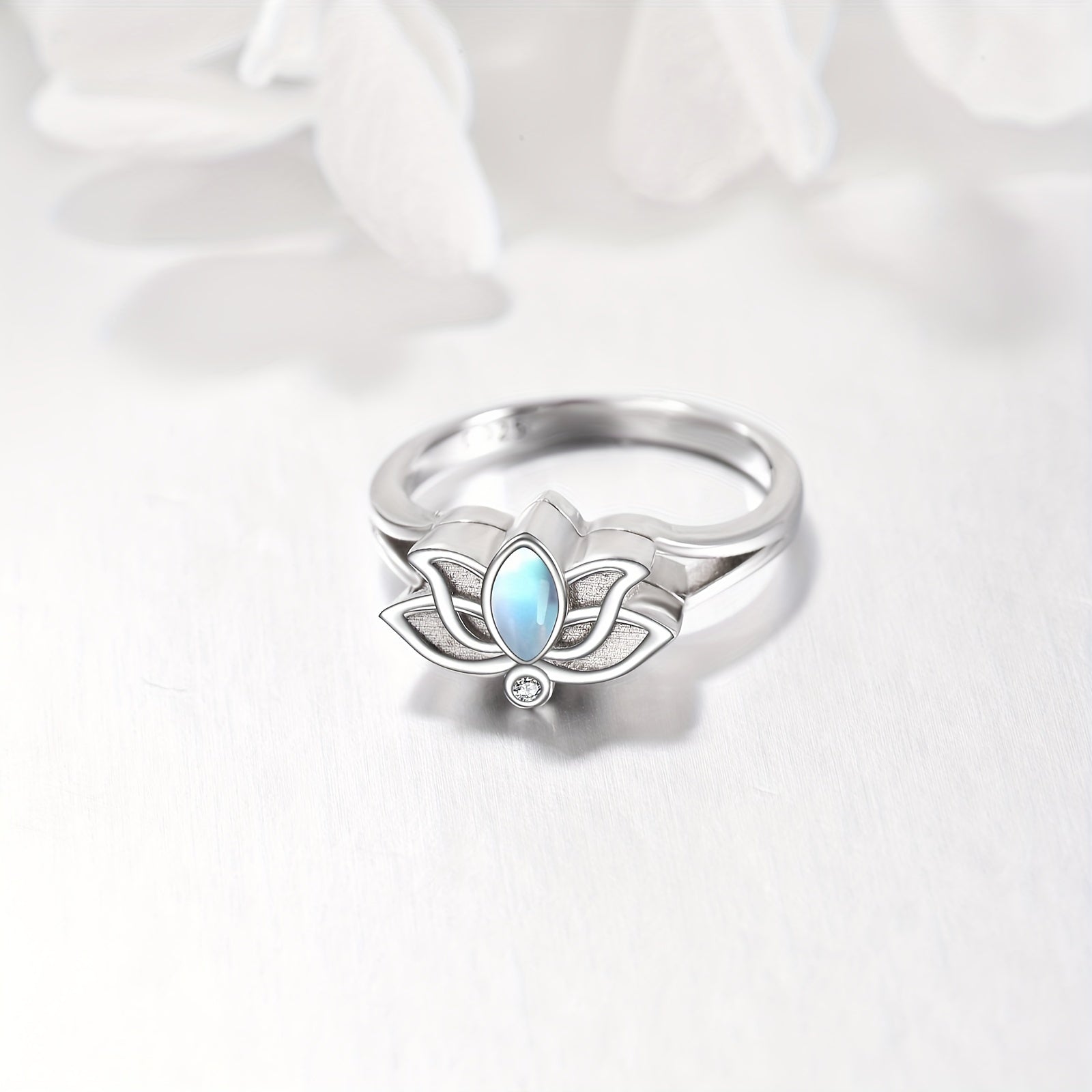 Ashes Keepsake 925 Sterling Silver Lotus Urn Ring For Ashes Moonstone Flower Cremation Jewelry For Women