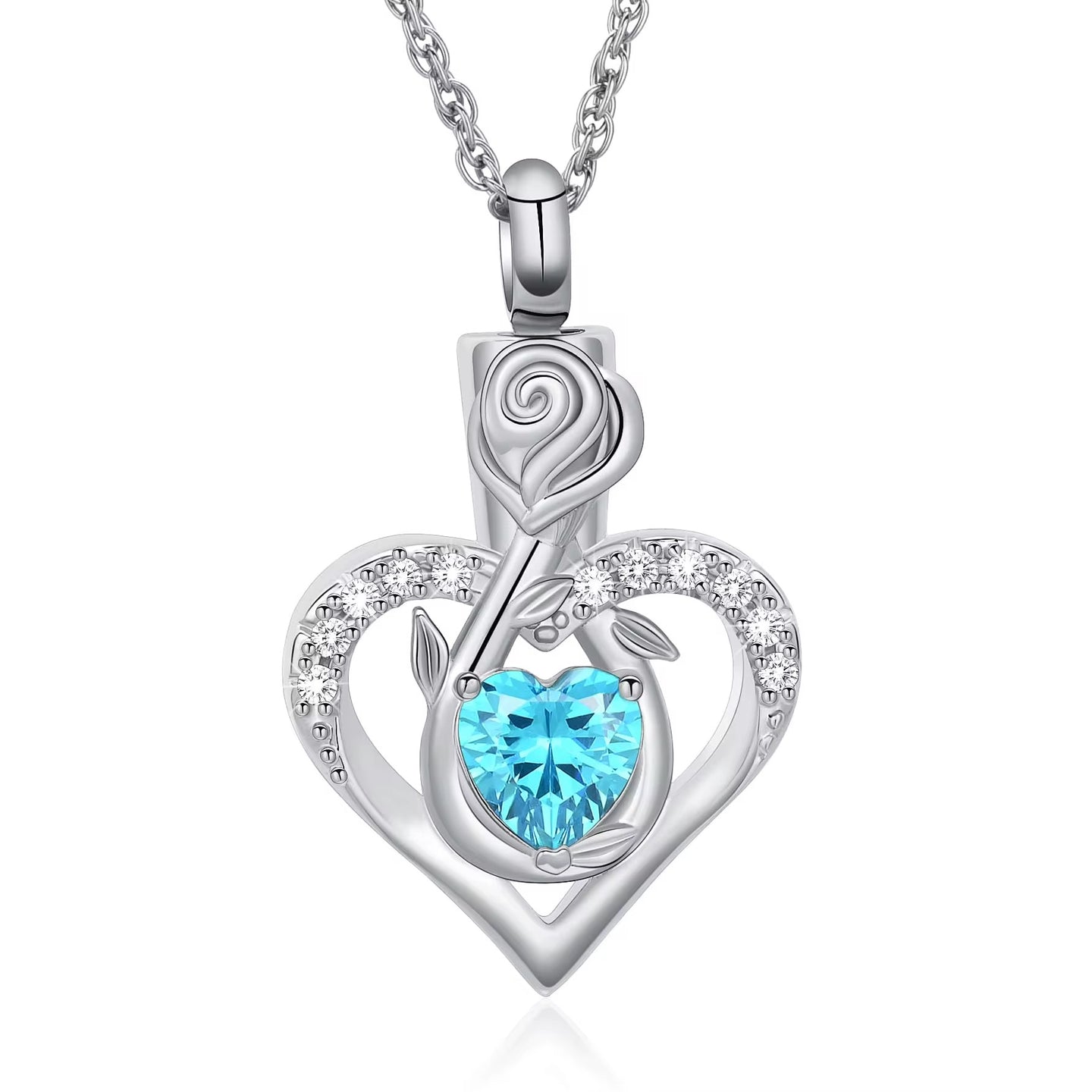Ashes Keepsake Infinity Heart Urn Necklace With Heart Zirconia Crystal Cremation Jewelry For Women