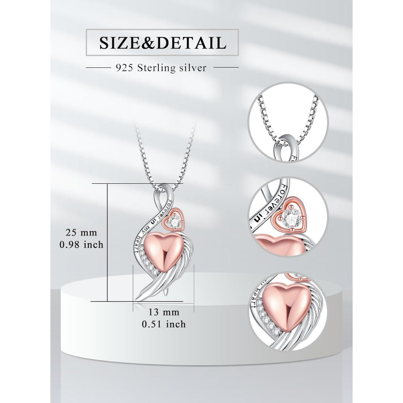 Ashes Keepsake 925 Sterling Silver Heart With Wings Urn Necklace For Ashes / Women's Cremation Jewelry