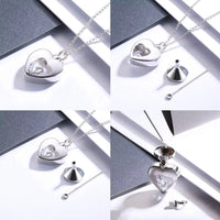 Ashes Keepsake Cz Crystal Heart 925 Sterling Silver Urn Necklace Cremation Jewelry