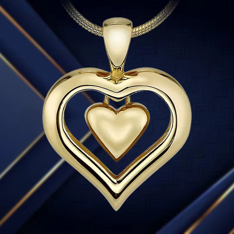 Ashes Keepsake Elegant Golden Heart Urn Necklace, Stainless Steel Cremation Jewelry