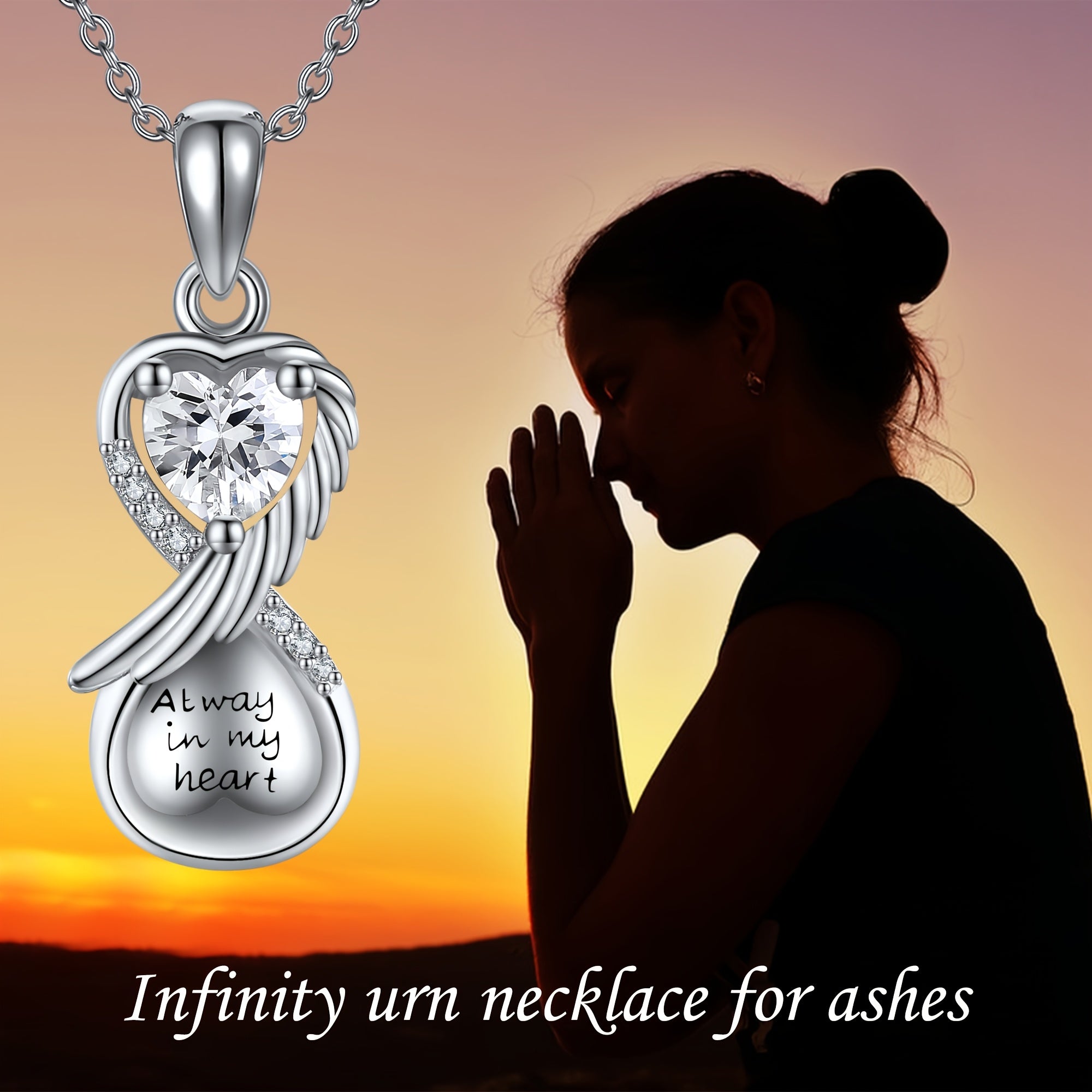 Ashes Keepsake 925 Sterling Silver Infinity Urn Necklace for Cremation Ashes