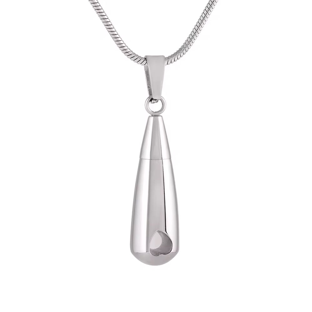 Ashes Keepsake Teardrop Mini Heart Urn Necklace For Ashes Stainless Steel Cremation Jewelry