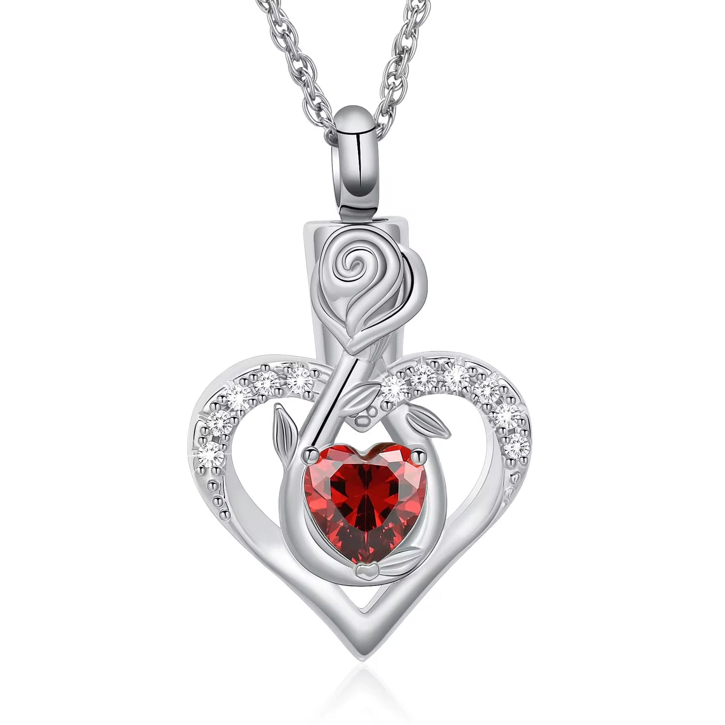Ashes Keepsake Infinity Heart Urn Necklace With Heart Zirconia Crystal Cremation Jewelry For Women