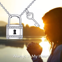 Ashes Keepsake Padlock Urn Necklace 925 Sterling Silver Key with Lock Cremation Jewelry