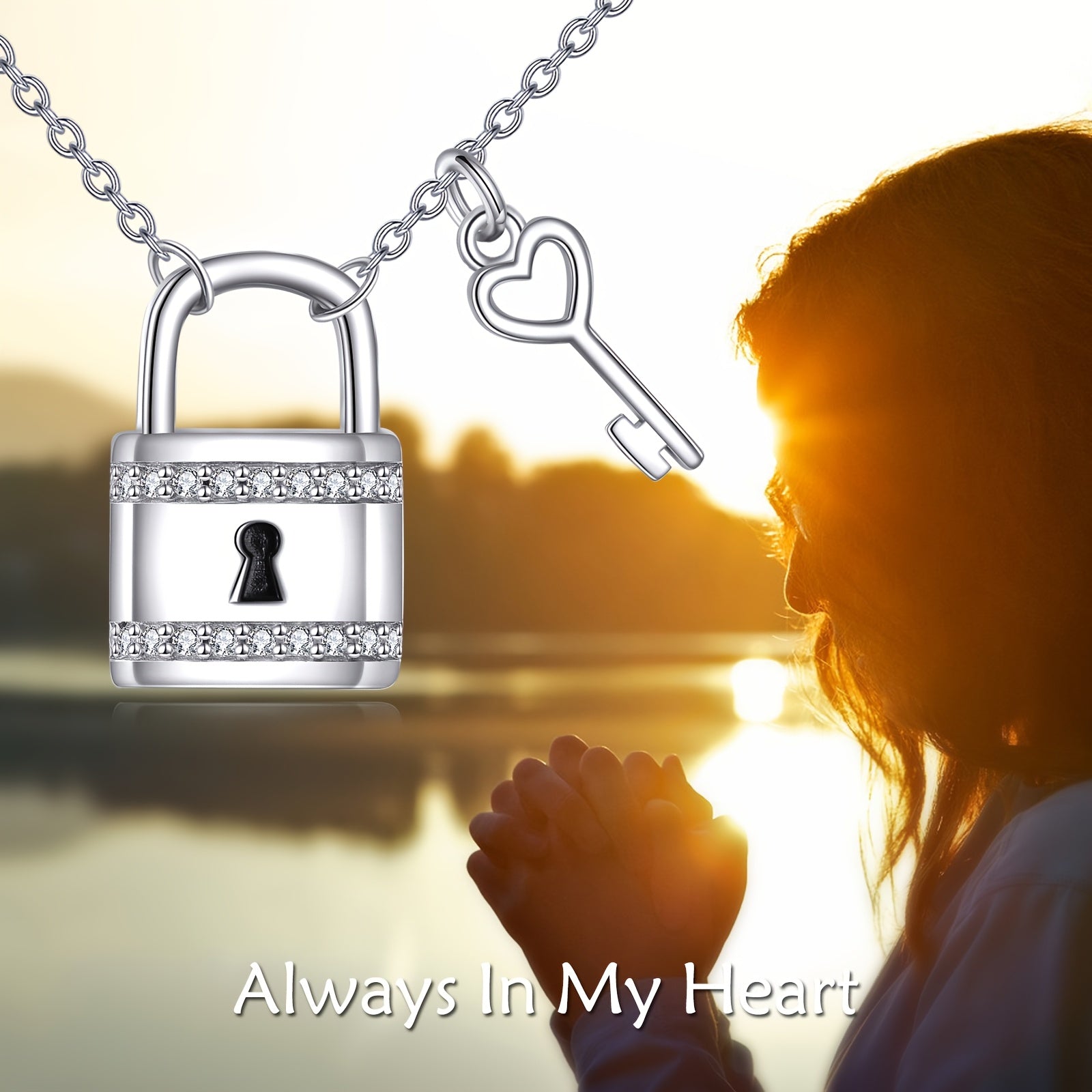 Ashes Keepsake Padlock Urn Necklace 925 Sterling Silver Key with Lock Cremation Jewelry